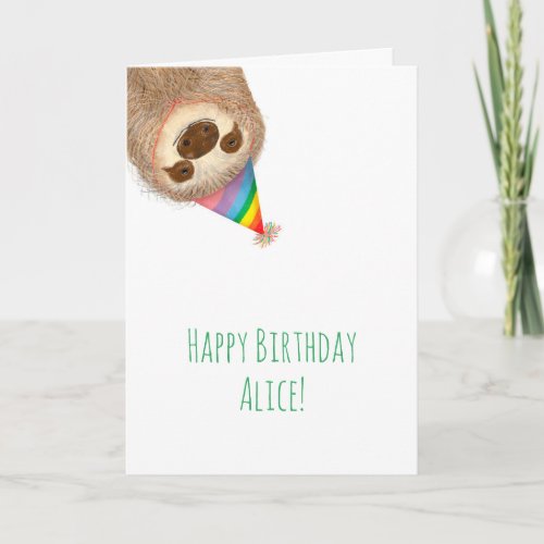 Stanley sloth personlised birthday card