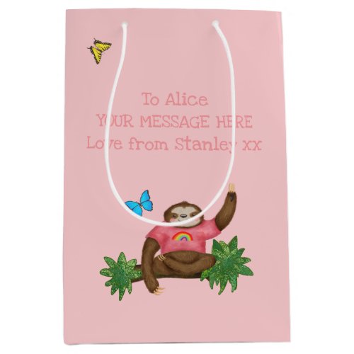 Stanley Sloth pink personalized gift bag