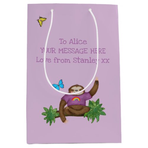 Stanley Sloth purple personalized gift bag