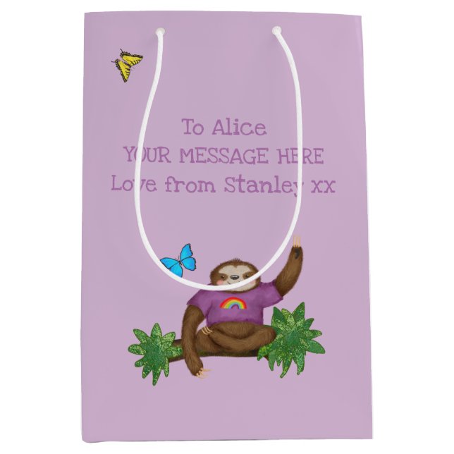 Stanley Sloth purple personalized gift bag (Front)