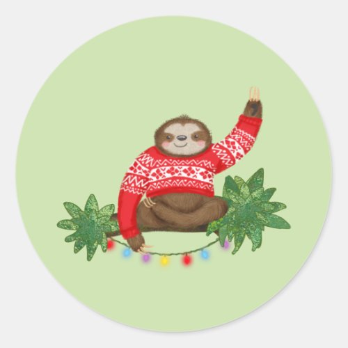 Stanley Sloth round Christmas stickers