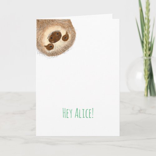 Stanley sloth thinking of you personlised card