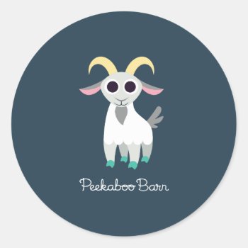 Stanley The Goat Classic Round Sticker by peekaboobarn at Zazzle