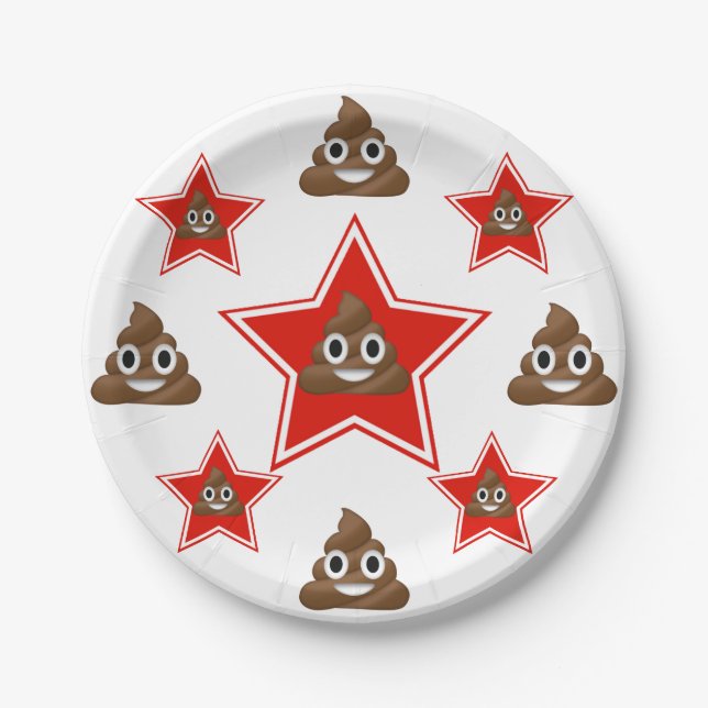 Star a Emoji Poo Paper Plates (Front)