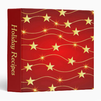 Star Adorned Ruby Red Pattern Add Text 3 Ring Binder