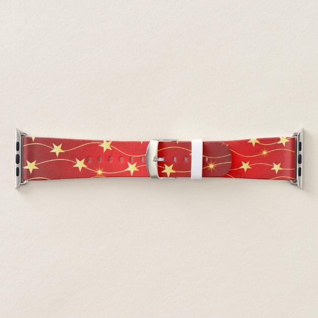 Star Adorned Ruby Red Pattern  Apple Watch Band (Band)