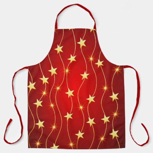 Star Adorned Ruby Red Pattern  Apron