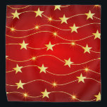 Star Adorned Ruby Red Pattern  Bandana<br><div class="desc">Simple and festive pattern of red and gold. Wavy lines with different shaped gold stars across a red gradient background. A cute design for the winter holiday time.</div>