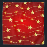 Star Adorned Ruby Red Pattern Bandana<br><div class="desc">Simple and festive pattern of red and gold. Wavy lines with different shaped gold stars across a red gradient background. A cute design for the winter holiday time.</div>