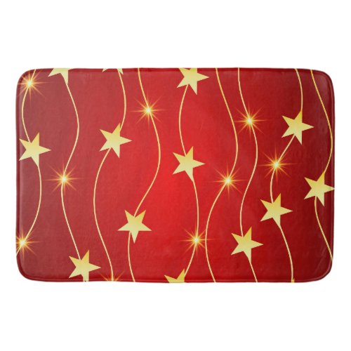 Star Adorned Ruby Red Pattern  Bath Mat