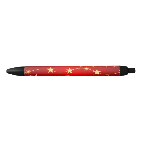 Star Adorned Ruby Red Pattern  Black Ink Pen