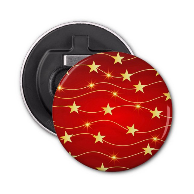 Star Adorned Ruby Red Pattern  Bottle Opener (Front)