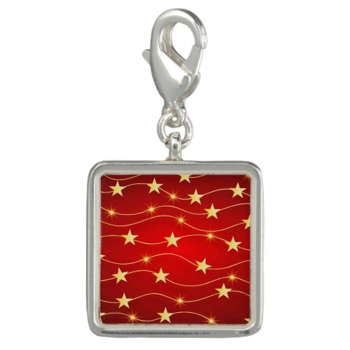 Star Adorned Ruby Red Pattern  Charm