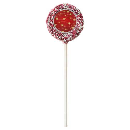 Star Adorned Ruby Red Pattern  Chocolate Covered Oreo Pop