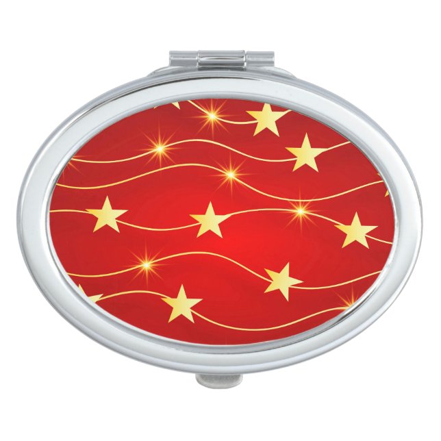 Star Adorned Ruby Red Pattern  Compact Mirror (Front)