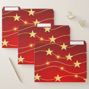 Star Adorned Ruby Red Pattern File Folder
