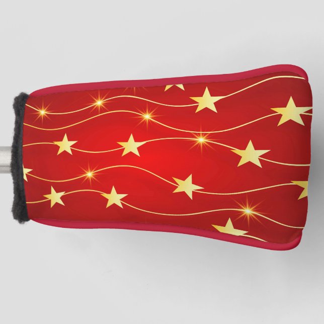 Star Adorned Ruby Red Pattern  Golf Head Cover (Front)