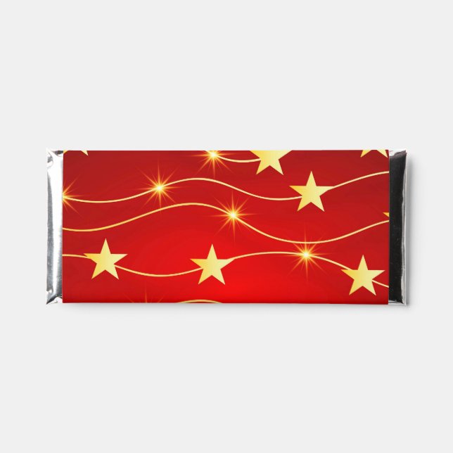Star Adorned Ruby Red Pattern  Hershey Bar Favors (Front)