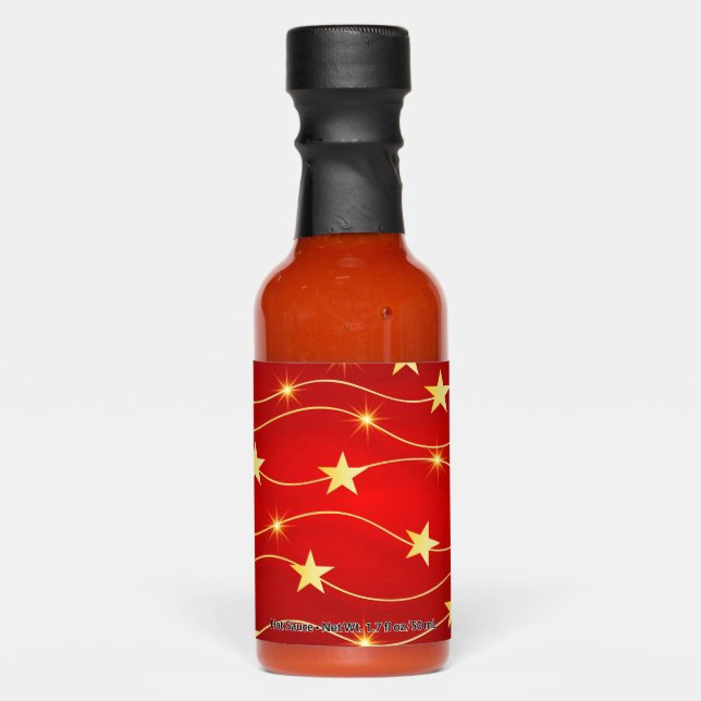 Star Adorned Ruby Red Pattern  Hot Sauces (Front)