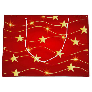 Star Adorned Ruby Red Pattern  Large Gift Bag