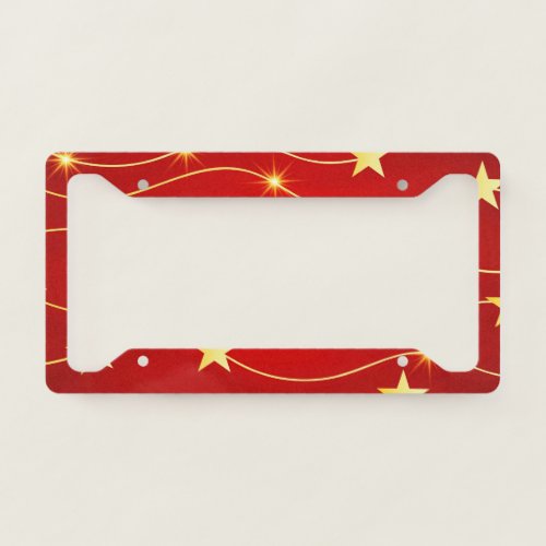 Star Adorned Ruby Red Pattern  License Plate Frame