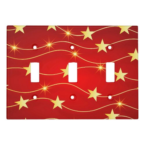 Star Adorned Ruby Red Pattern  Light Switch Cover