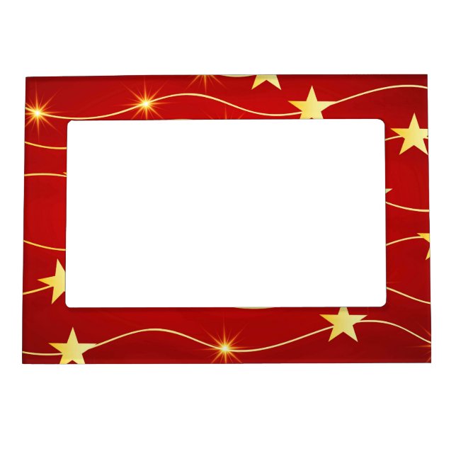 Star Adorned Ruby Red Pattern  Magnetic Frame (Front)