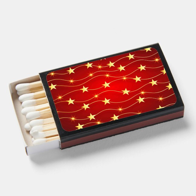 Star Adorned Ruby Red Pattern  Matchboxes (Front Open)
