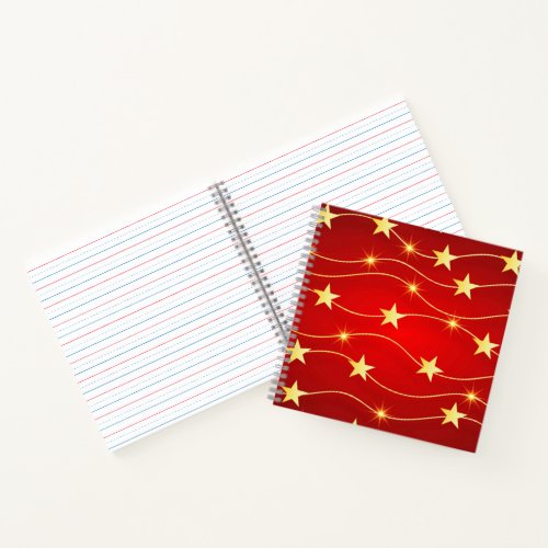 Star Adorned Ruby Red Pattern  Notebook