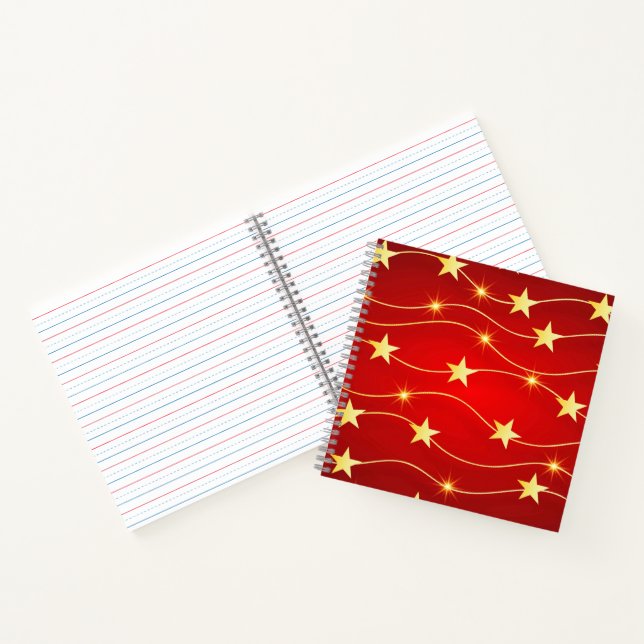 Star Adorned Ruby Red Pattern  Notebook (Inside)