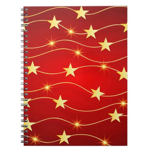 Star Adorned Ruby Red Pattern  Notebook