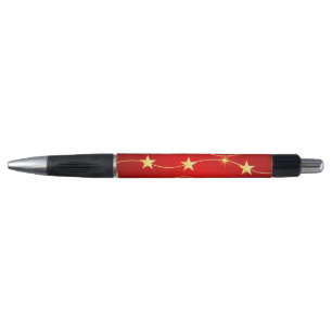 Star Adorned Ruby Red Pattern Pen