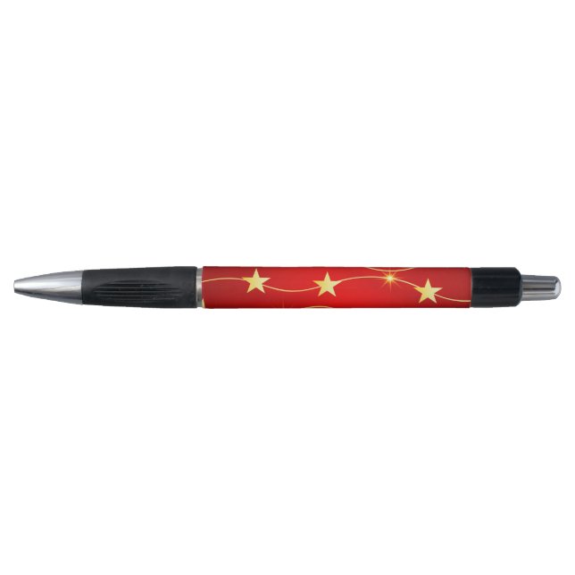 Star Adorned Ruby Red Pattern  Pen (Front)