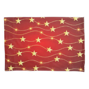Star Adorned Ruby Red Pattern  Pillow Case