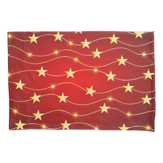 Star Adorned Ruby Red Pattern  Pillow Case (Front)