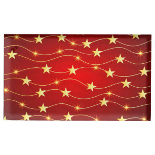 Star Adorned Ruby Red Pattern Place Card Holder