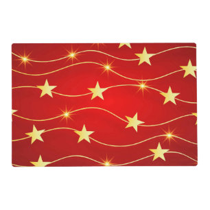 Star Adorned Ruby Red Pattern  Placemat