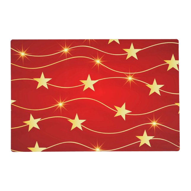 Star Adorned Ruby Red Pattern  Placemat (Front)