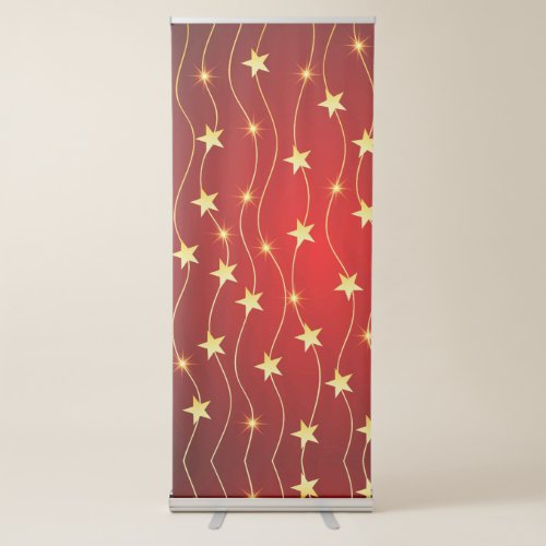 Star Adorned Ruby Red Pattern  Retractable Banner