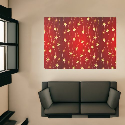 Star Adorned Ruby Red Pattern  Rug