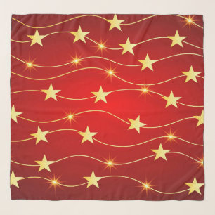 Star Adorned Ruby Red Pattern Scarf