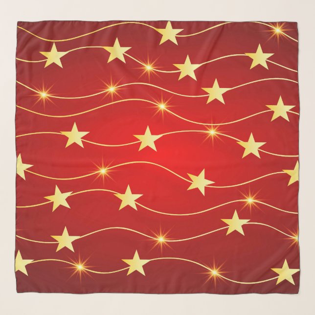 Star Adorned Ruby Red Pattern  Scarf (Front)