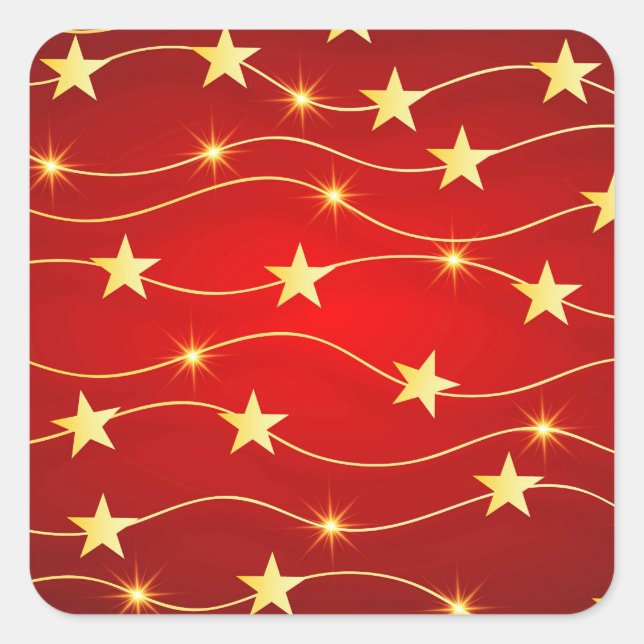 Star Adorned Ruby Red Pattern  Square Sticker (Front)