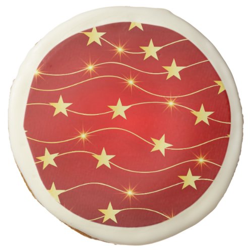 Star Adorned Ruby Red Pattern  Sugar Cookie