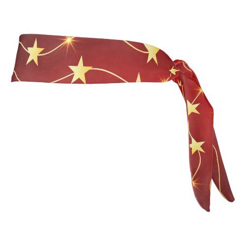 Star Adorned Ruby Red Pattern  Tie Headband