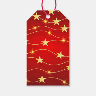 Star Adorned Ruby Red Pattern To From Back Gift Tags