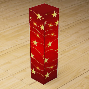 Star Adorned Ruby Red Pattern Wine Box