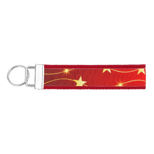 Star Adorned Ruby Red Pattern Wrist Keychain