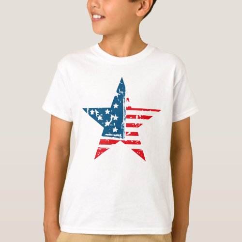 Star American Flag Grunge Vintage Tshirt