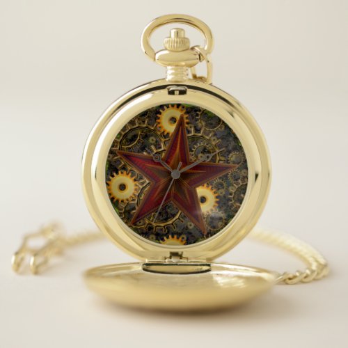 Star and Brass Gears Steampunk Pocketwatch Pocket Watch